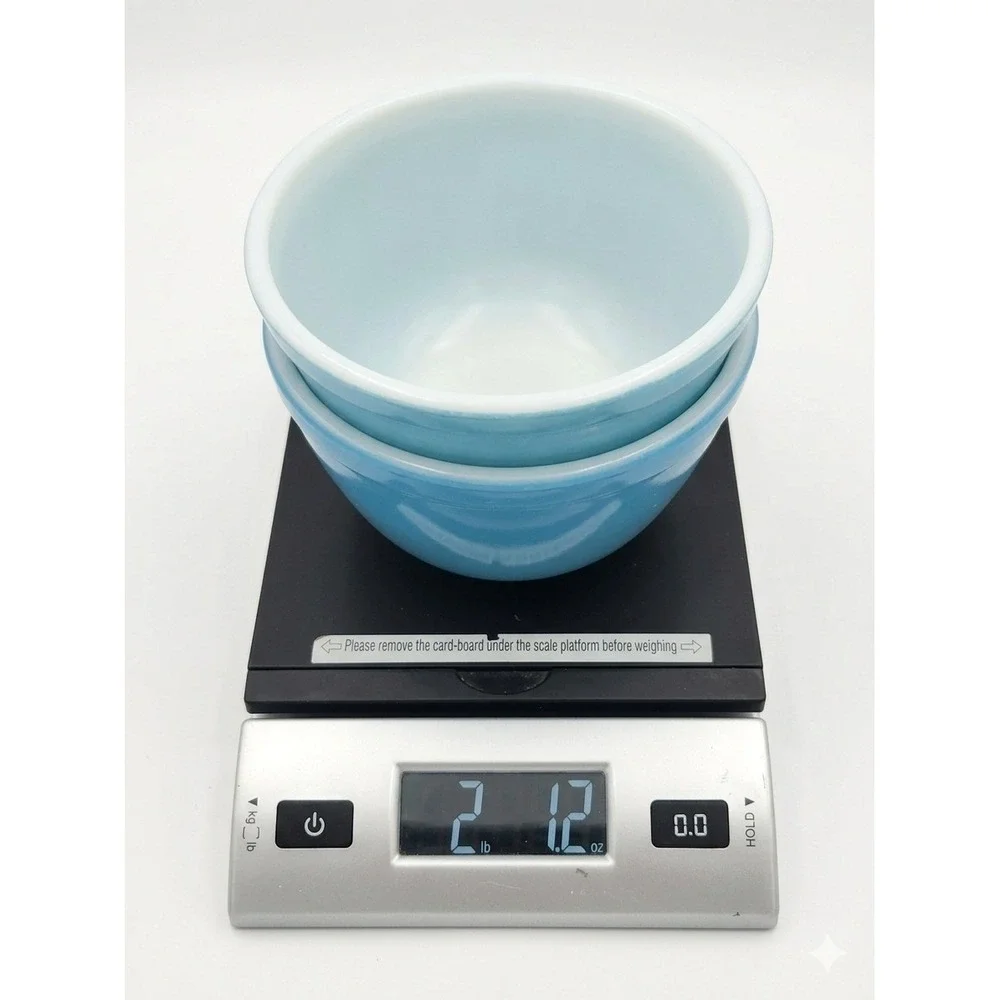 Vtg.‎ Pyrex Turquoise Blue Mixing Bowls Set 2 Rare Unnumbered 1940s Arched Logo